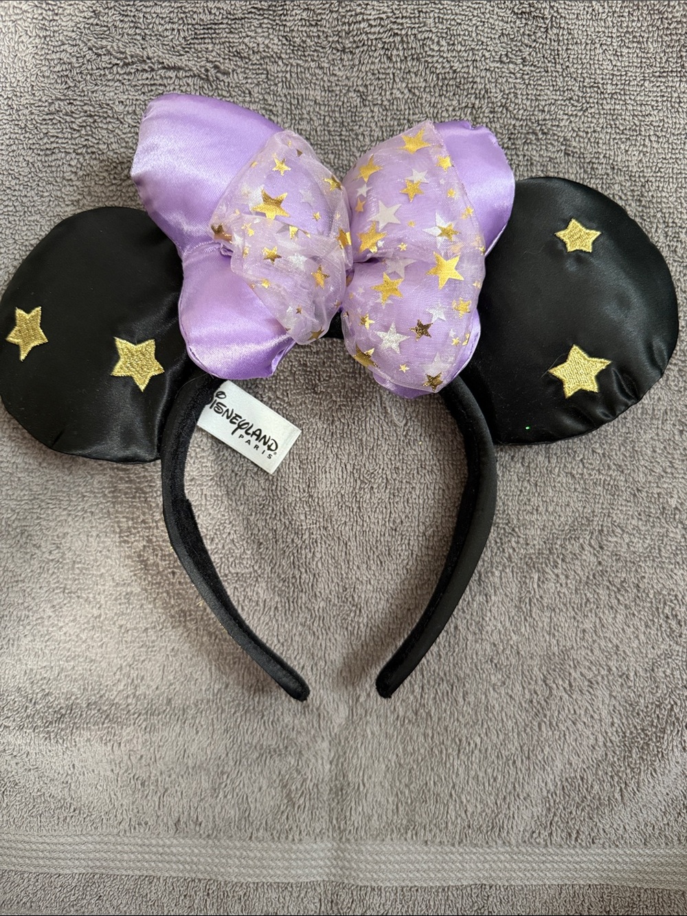 Disney Minnie Paris 25th Anniversary Ears with Purple Bow and Gold Stars